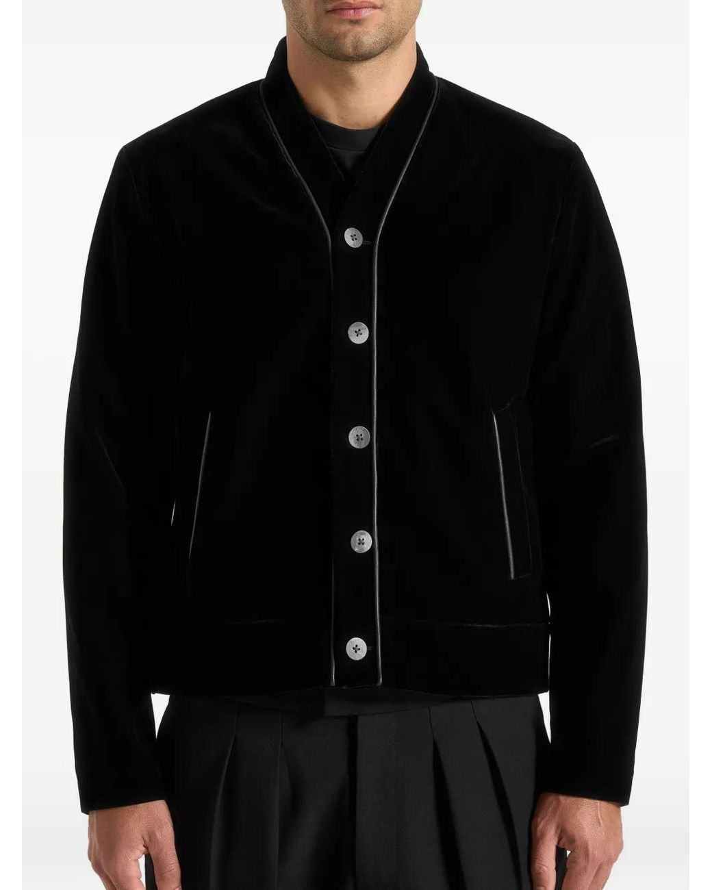 Manière De Voir Black Nassim Velvet Jacket With Contrast Piping for men