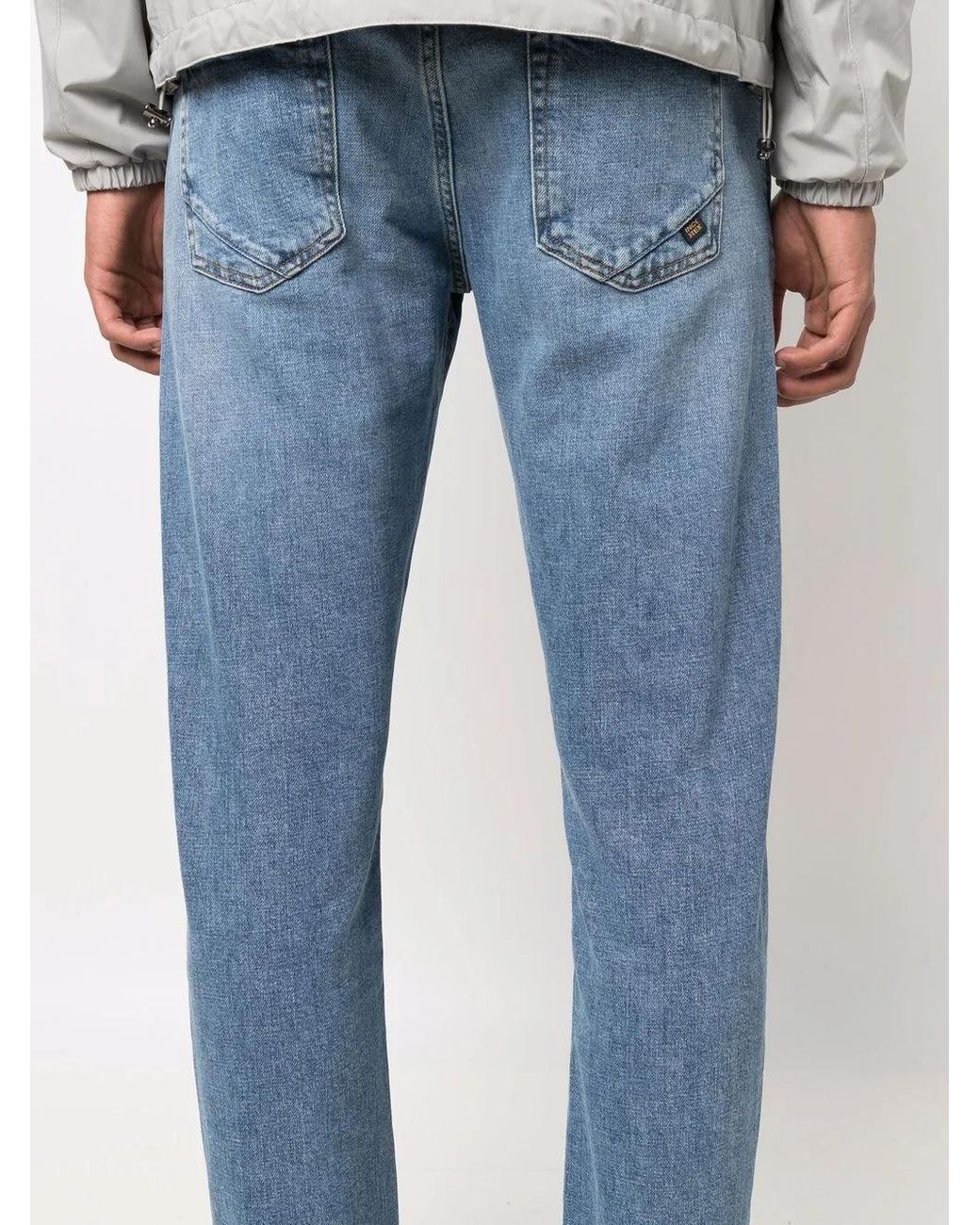 Incotex Blue Mid-Rise Straight-Leg Jeans for men