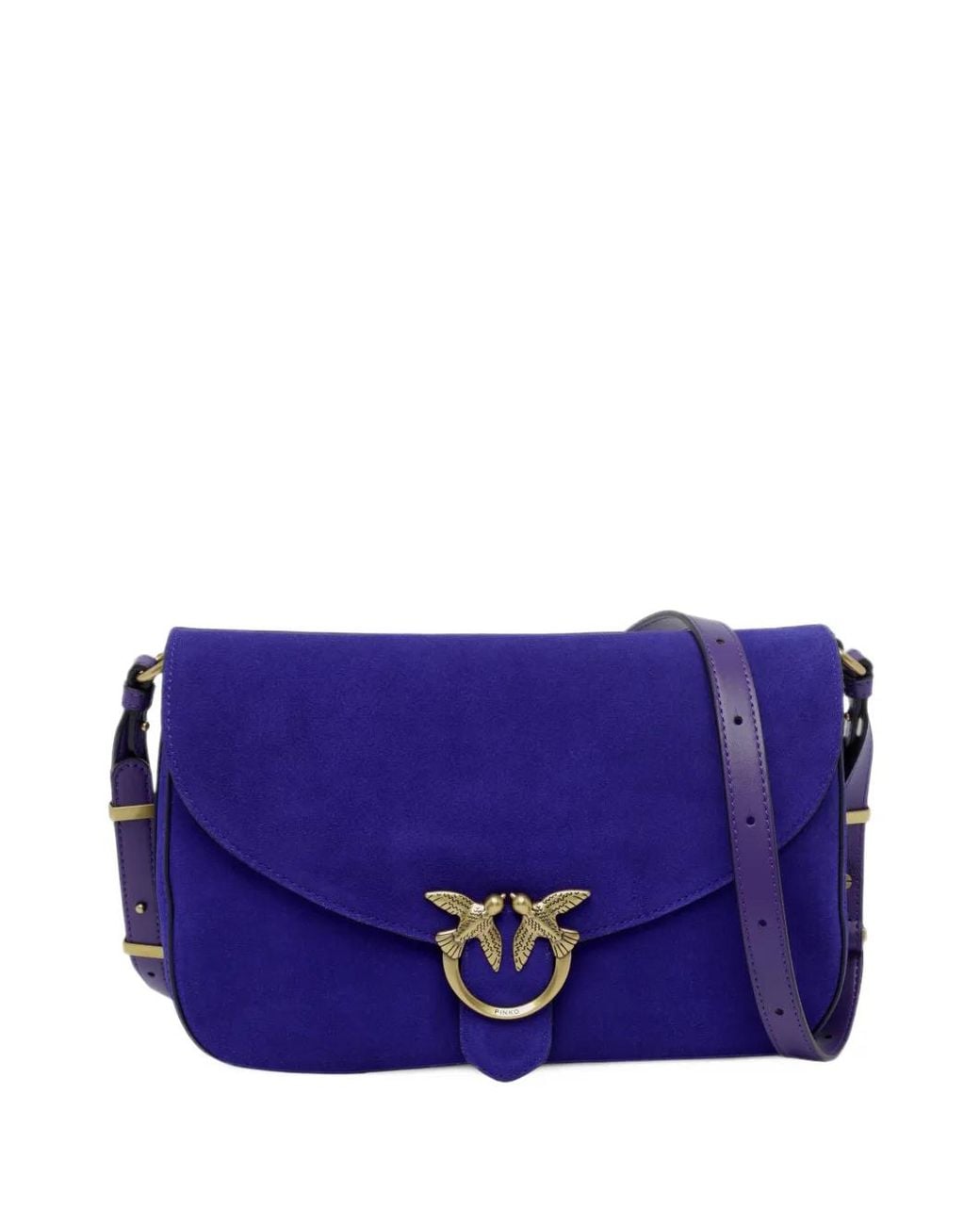 Pinko Purple Love Classic Suede Satchel Bag