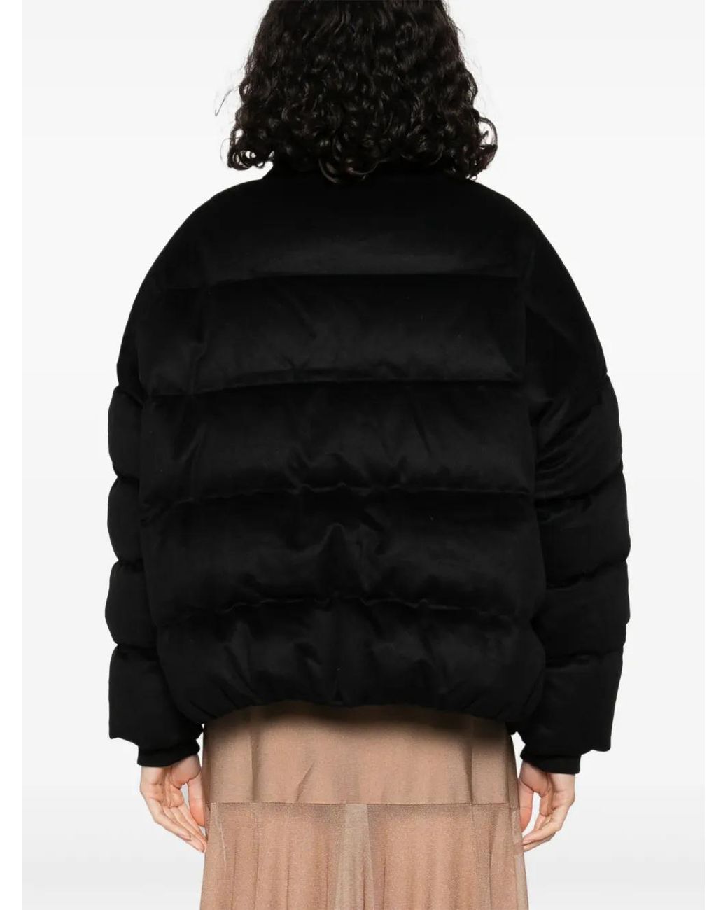 Soft Goat Black High-Neck Puffer Jacket