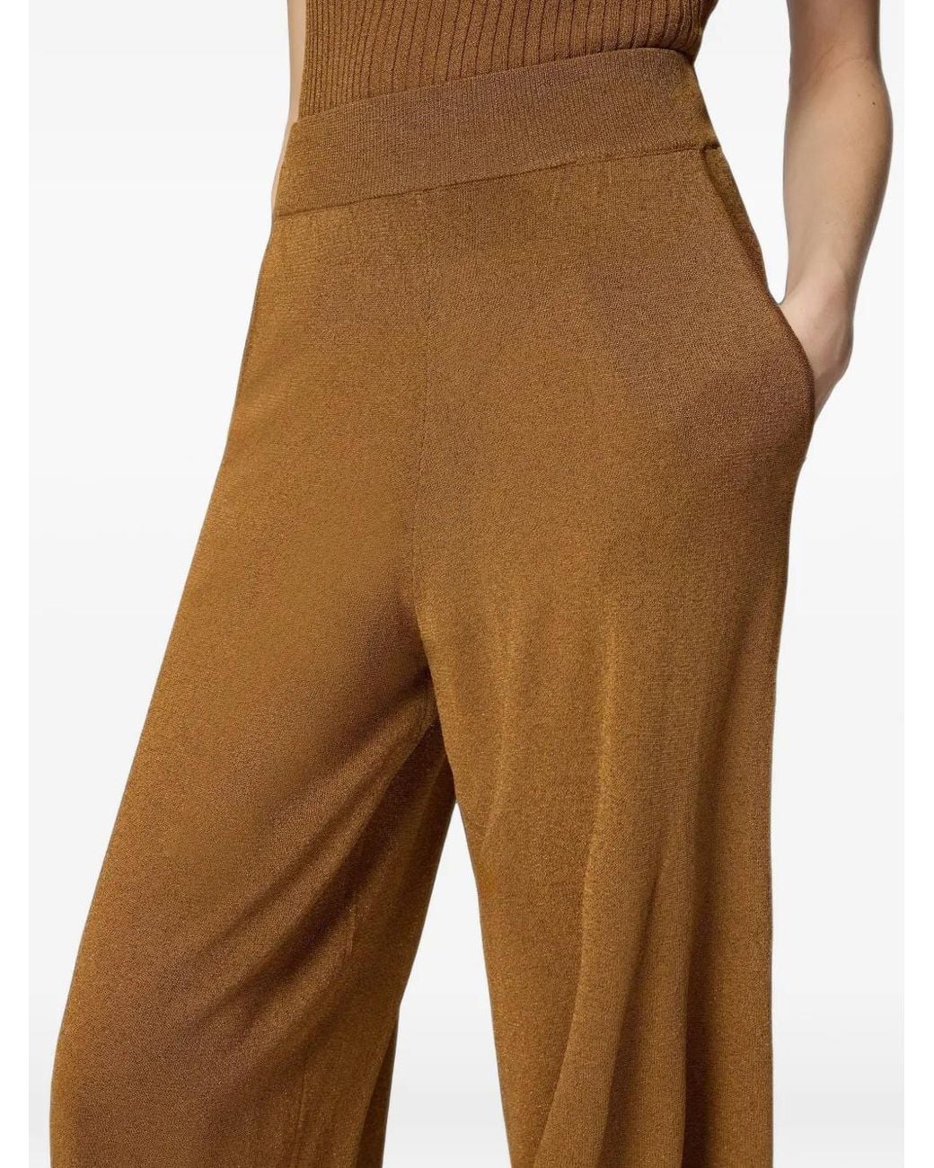 Pinko Brown Oxalis Wide-Leg Trousers