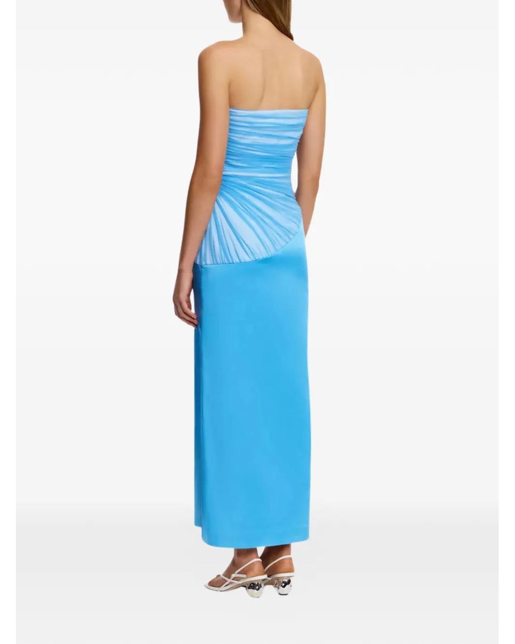 Significant Other Blue Strapless Ruched Dress