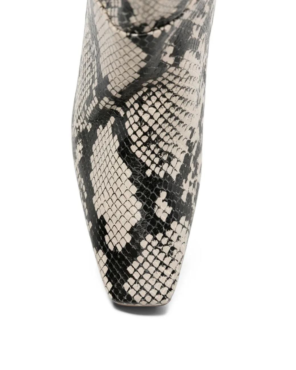 Alysi White Python-Print Leather Boots