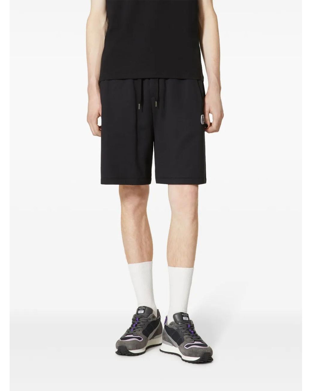 Valentino Garavani Black Vlogo Signature Cotton Bermuda Shorts for men