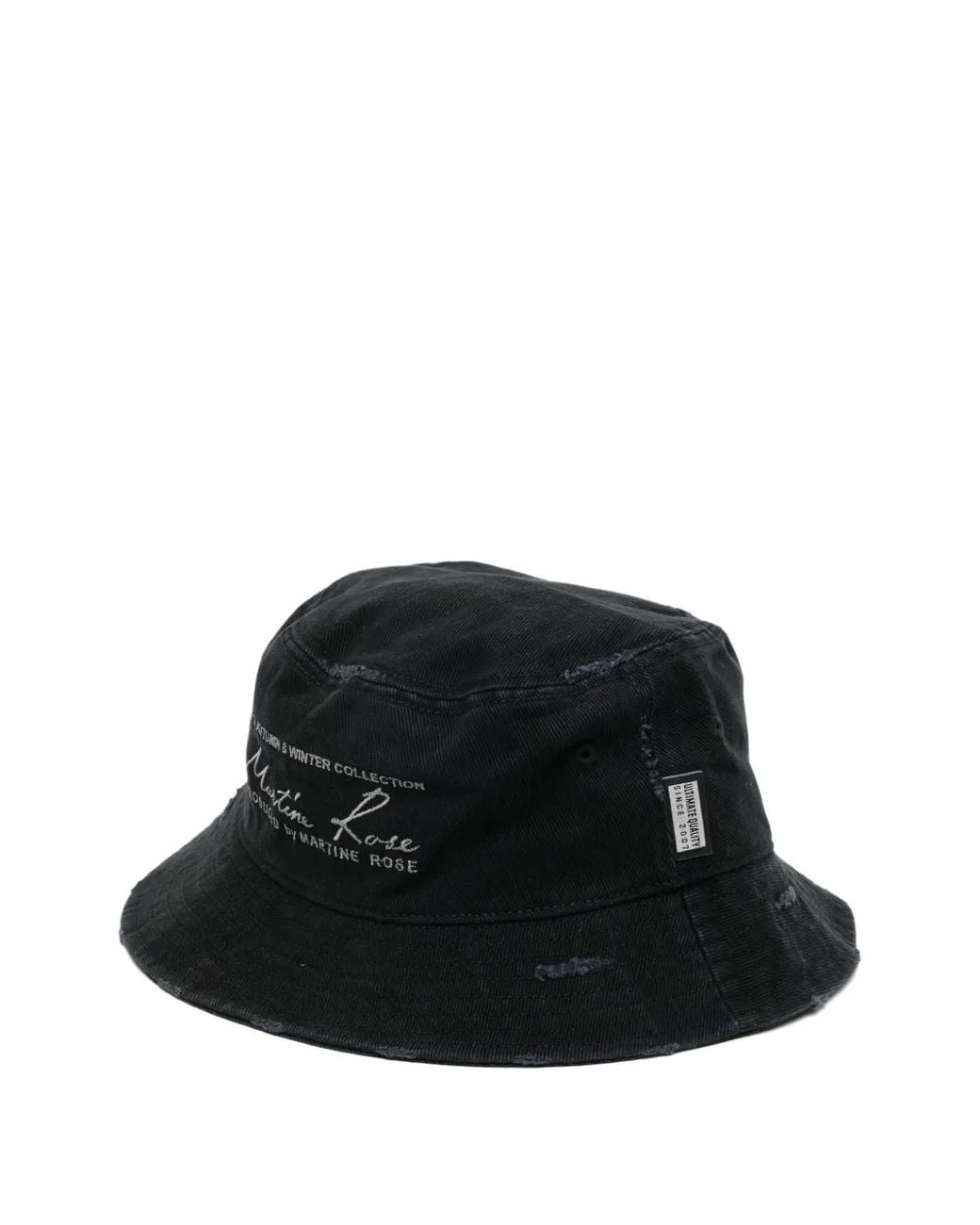 Martine Rose Black Distressed Embroidered Bucket Hat