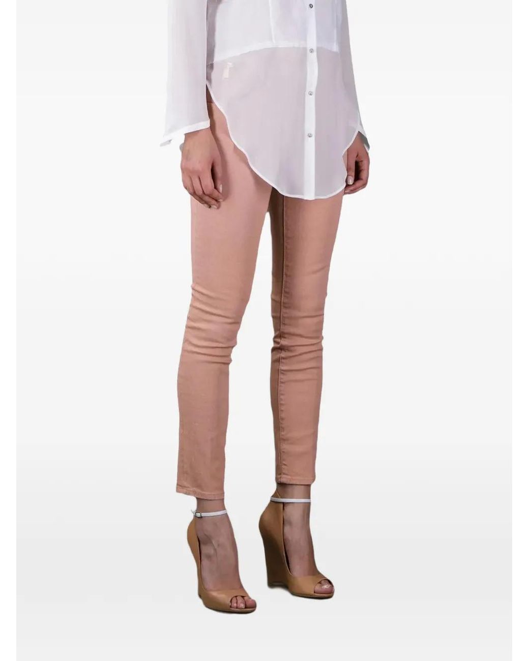DSquared² White Logo-Patch Skinny Jeans