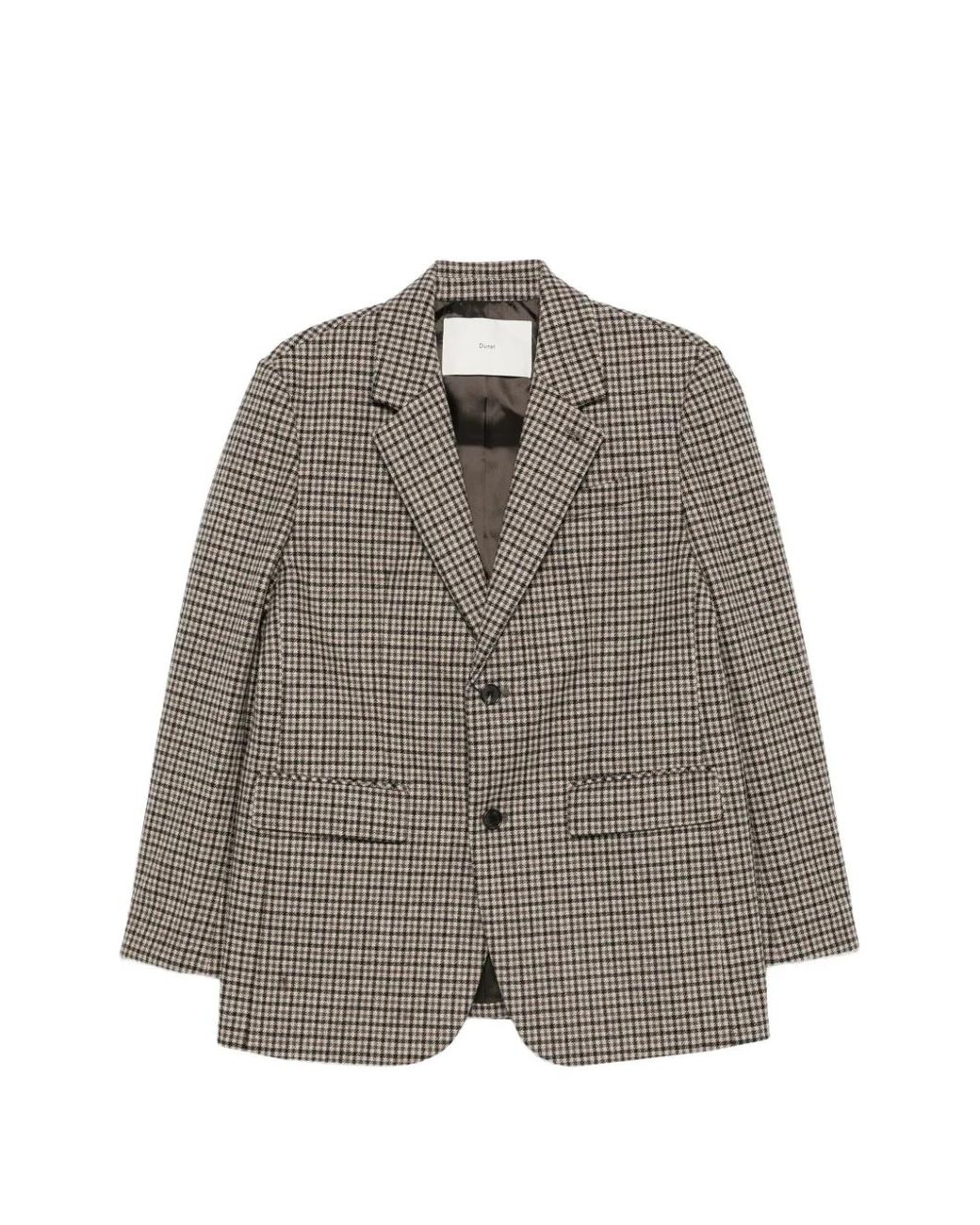 DUNST Gray Check Single-Breasted Blazer
