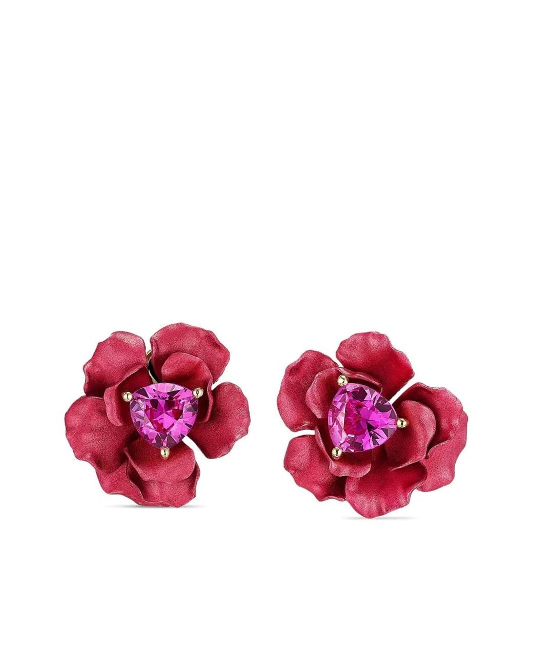 Anabela Chan Red 18Kt Vermeil Rose Sapphire Clip-On Earrings
