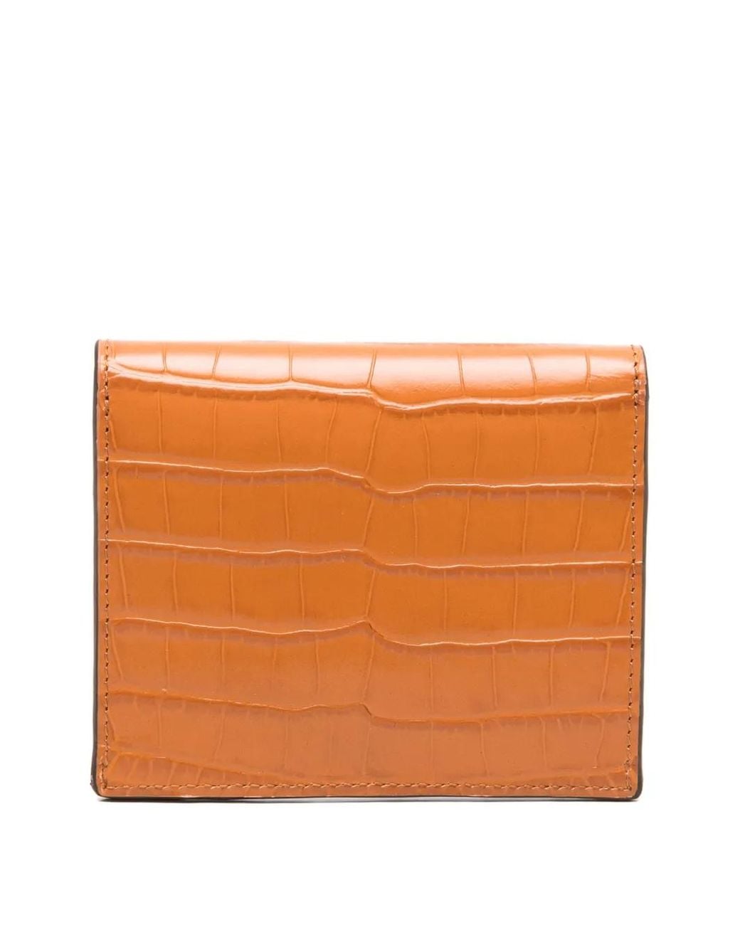 Totême Orange T-Lock Croco-Embossed Cardholder