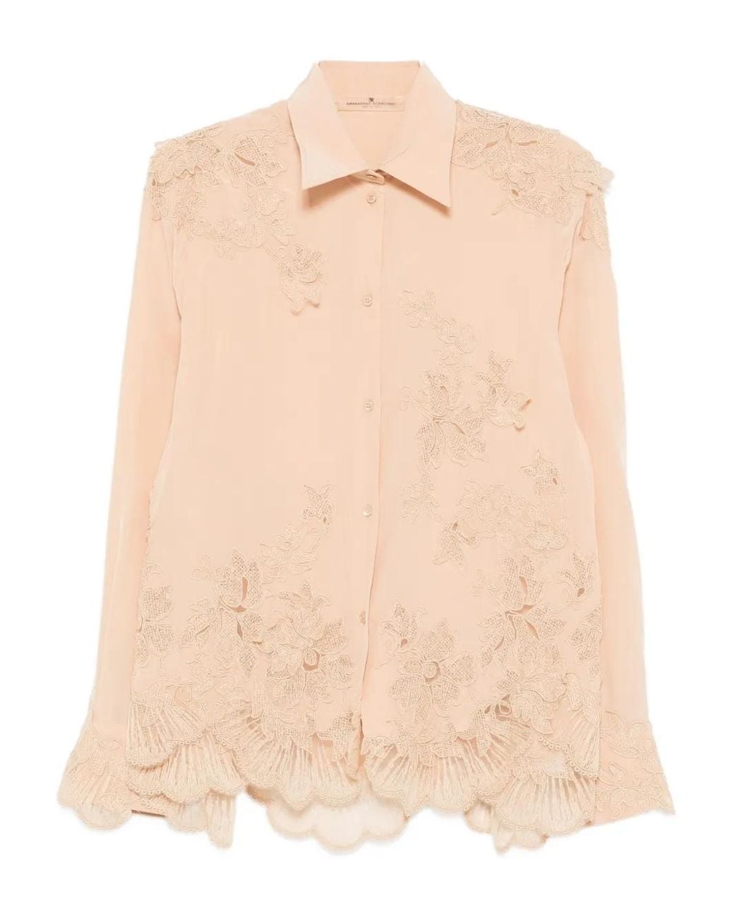 Ermanno Scervino Natural Floral Lace-Embellished Shirt