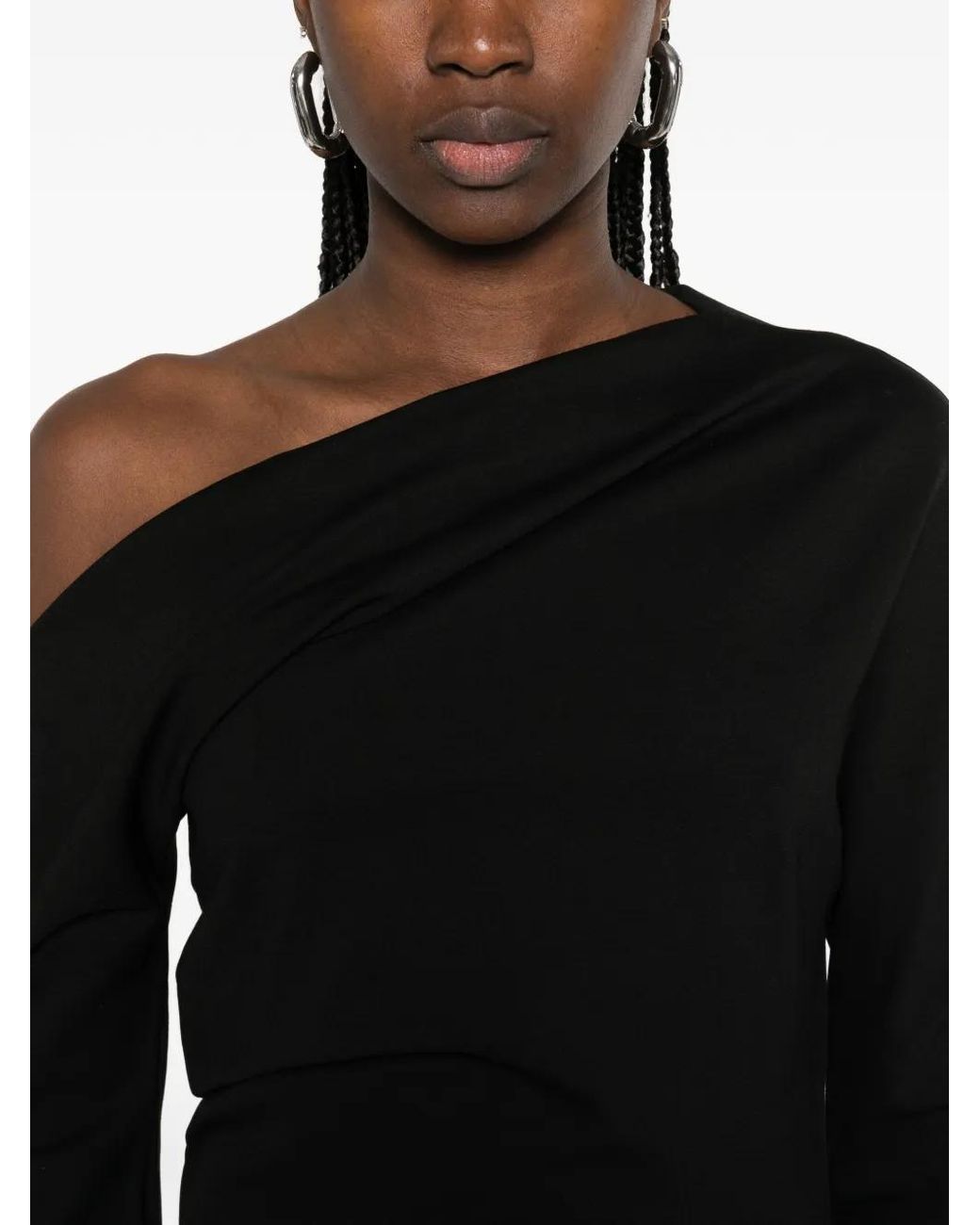 Rohe Geplooide Maxi-Jurk in het Black