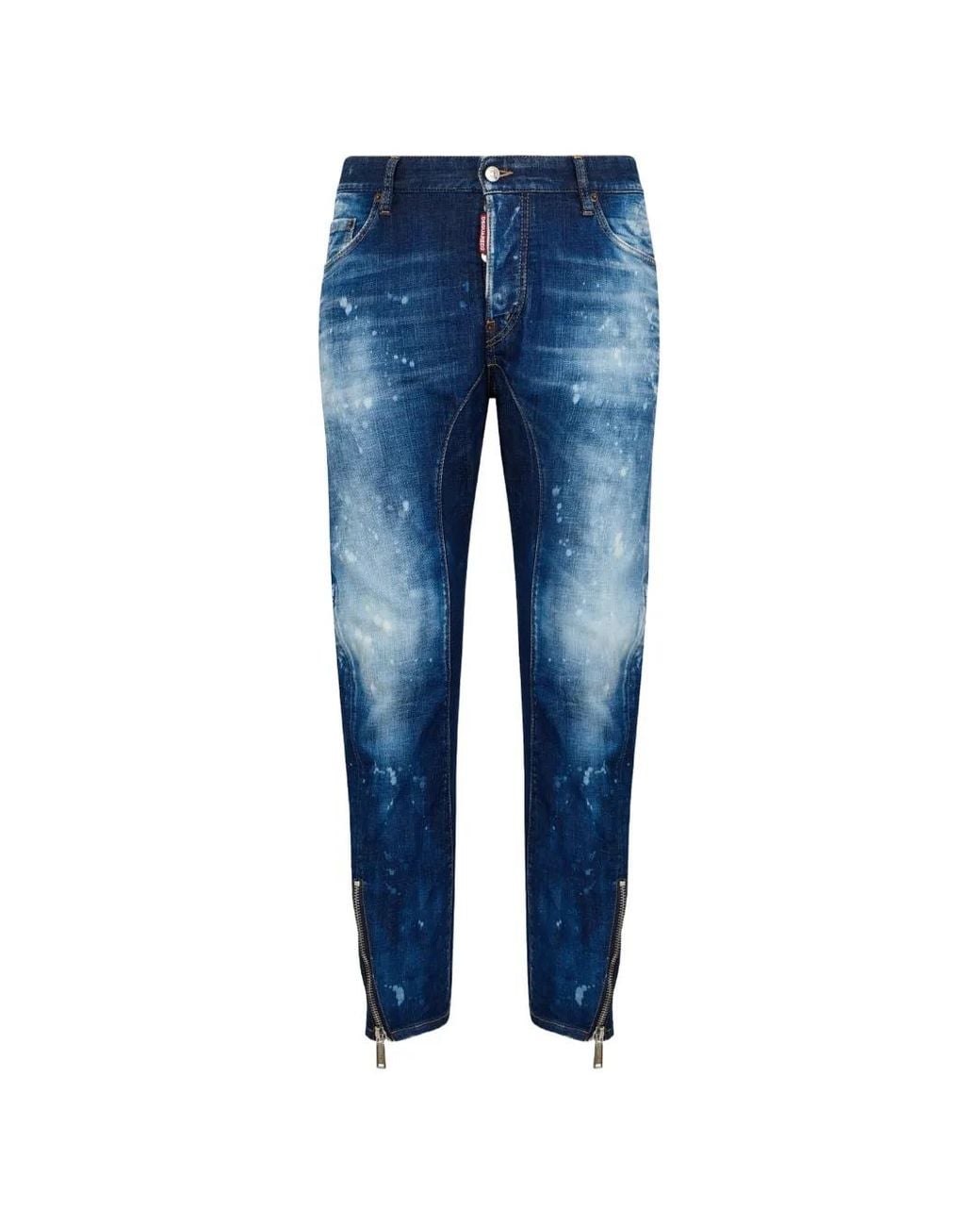 DSquared² Blue Paint-Splatter-Effect Jeans for men