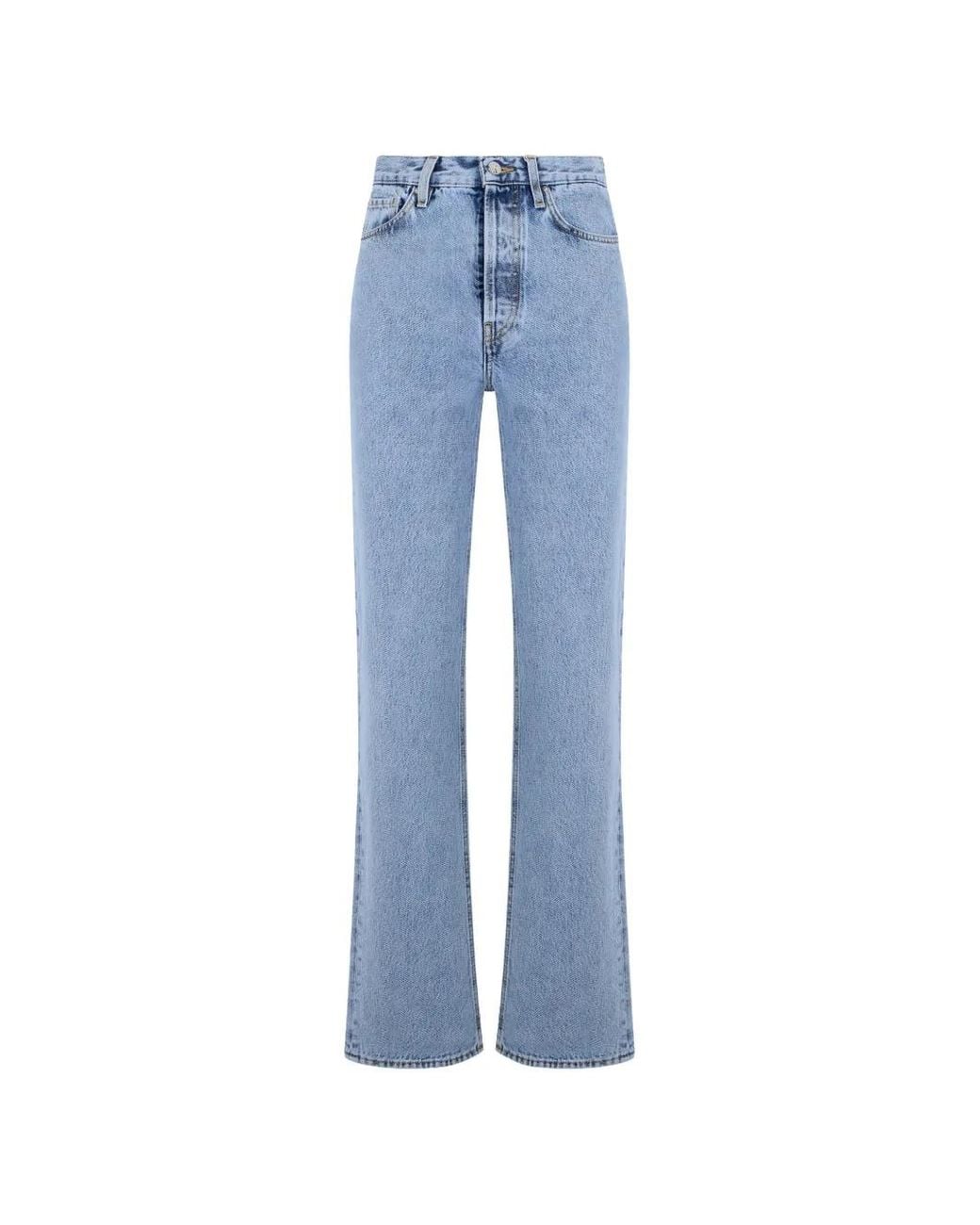 Totême Blue Logo-Patch Straight-Leg Jeans
