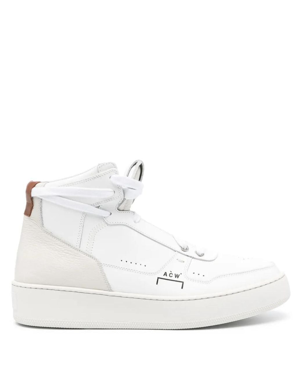 A_COLD_WALL* White Logo-Print Leather Hi-Top Sneakers for men