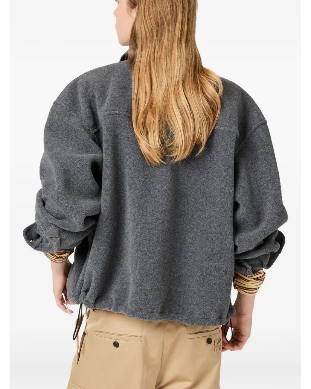 Miu Miu Gray Fleece Blouson Jacket