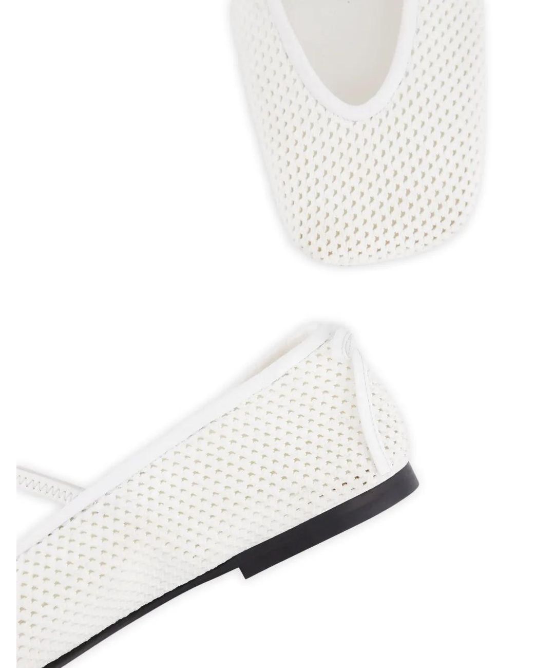 NODALETO White Bulla Node Crochet Strap Ballet Flats