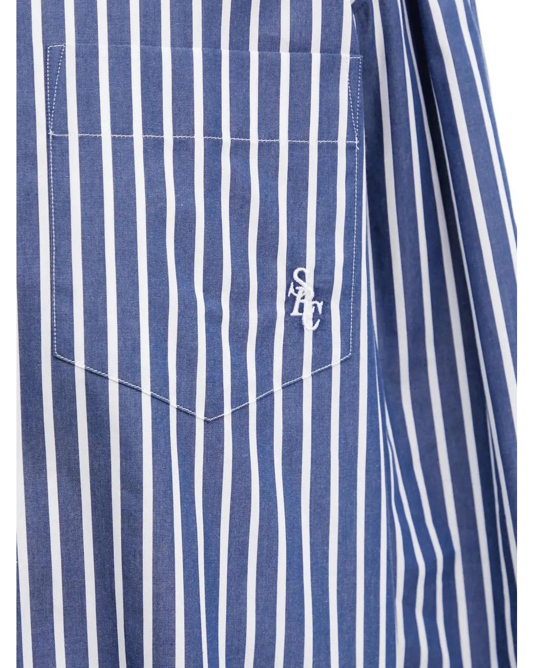 Sporty & Rich Blue Striped Chest-Pocket Shirt