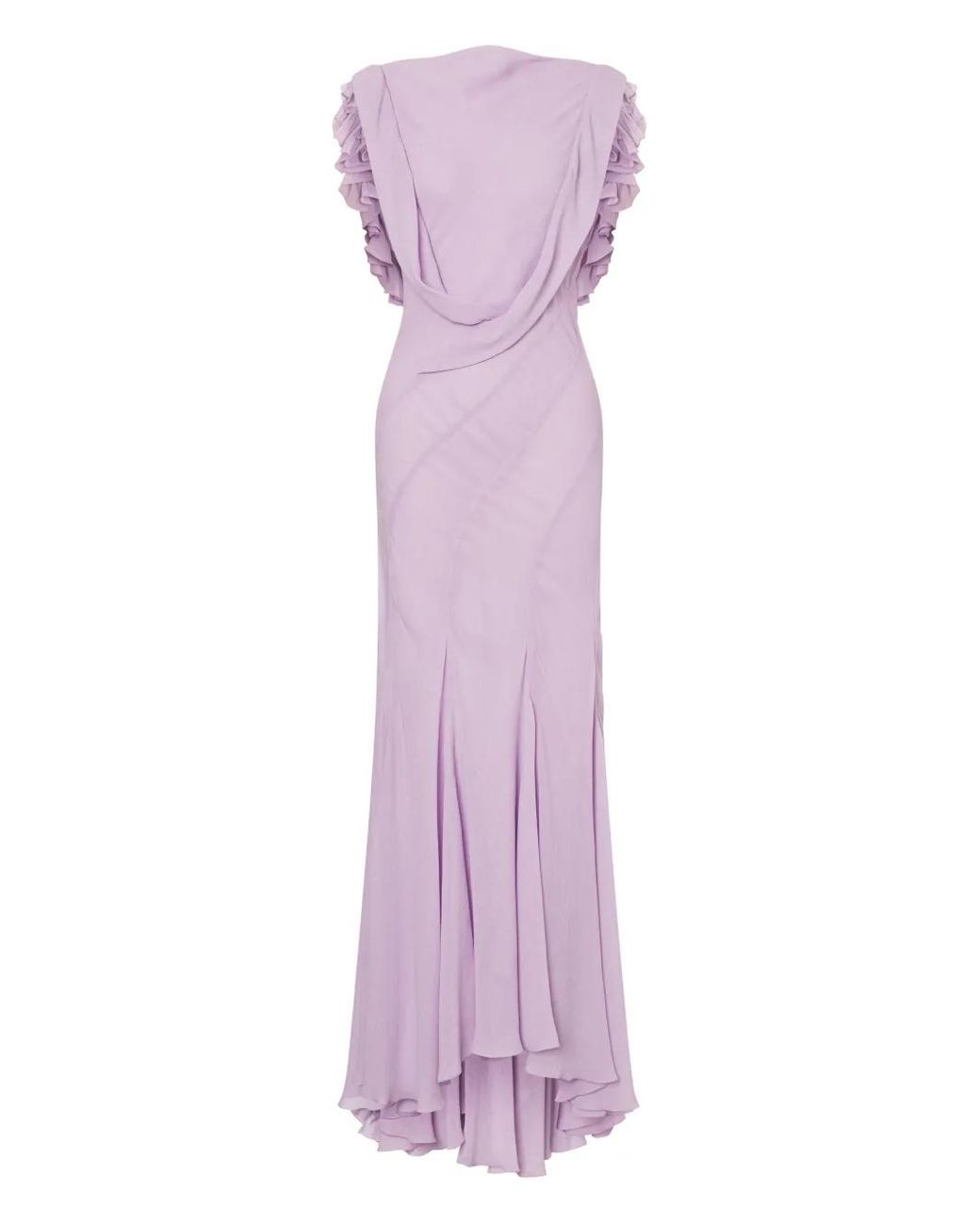 Alberta Ferretti Purple Ruffle-Detailing Dress