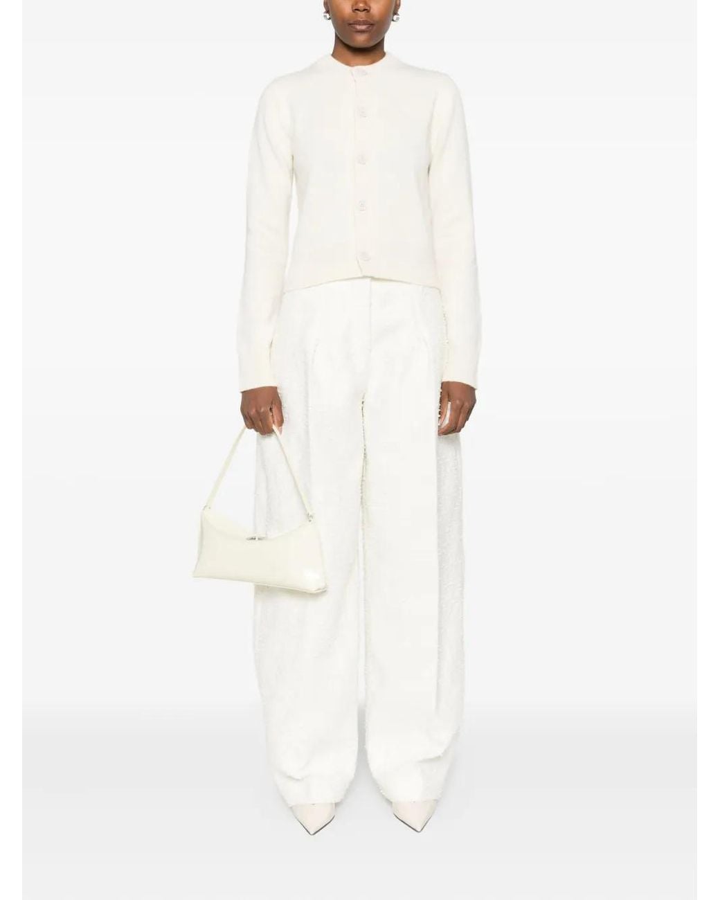 AMI White Button-Front Cardigan