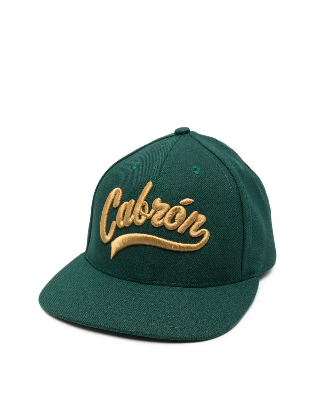 Willy Chavarria Green Embroidered Flat-Peak Cap for men