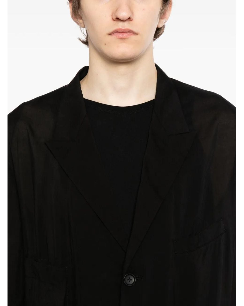Yohji Yamamoto Black Chest Pouch Pocket Jacket for men