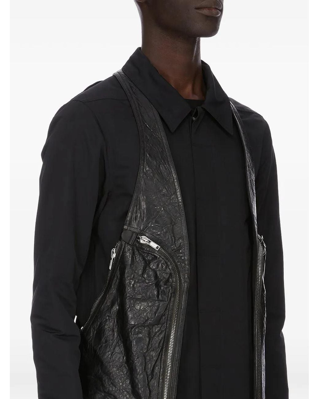 Rick Owens White Débardeur En Cuir À Fermeture Zippée for men