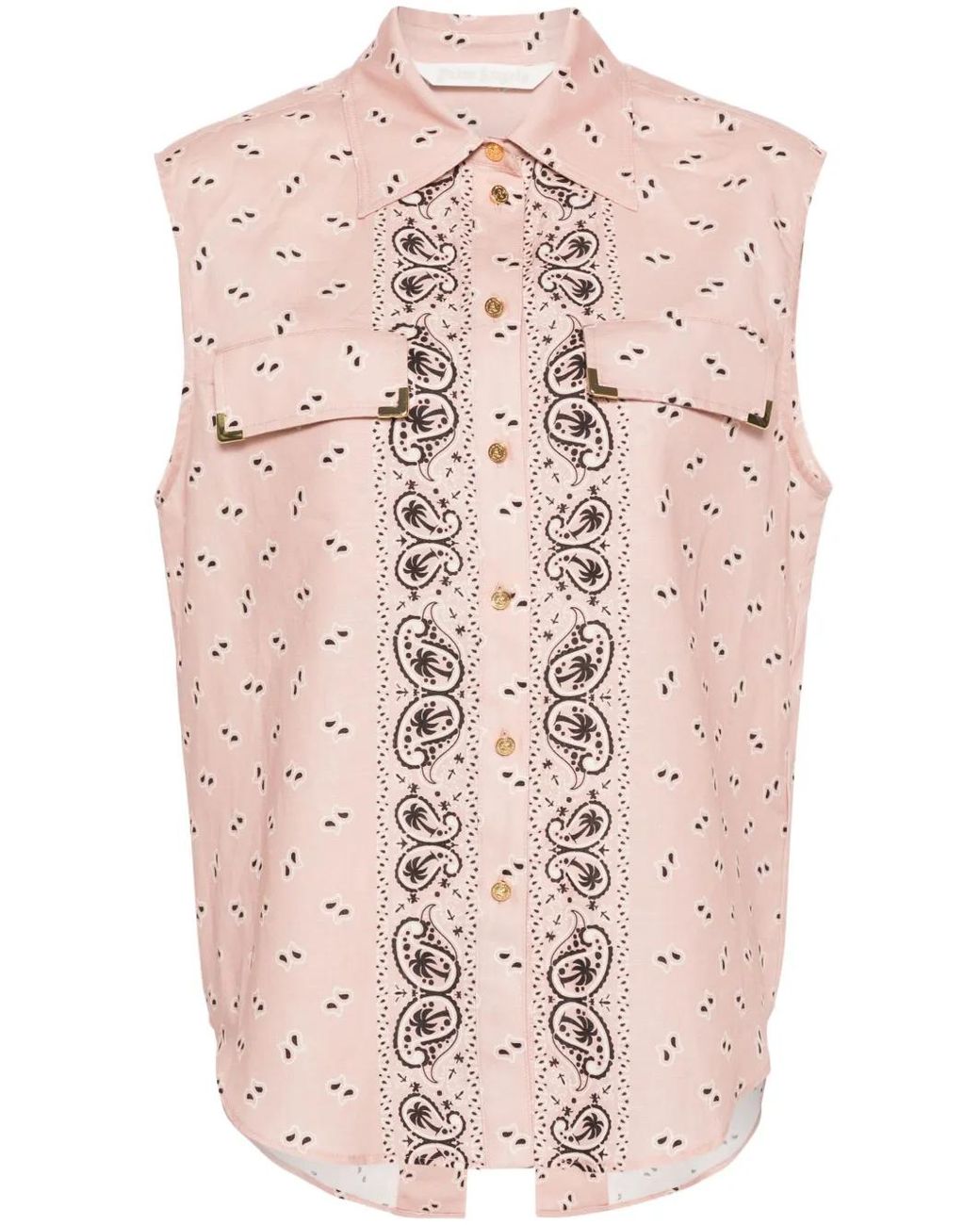 Palm Angels Pink Paisley-Print Sleeveless Shirt