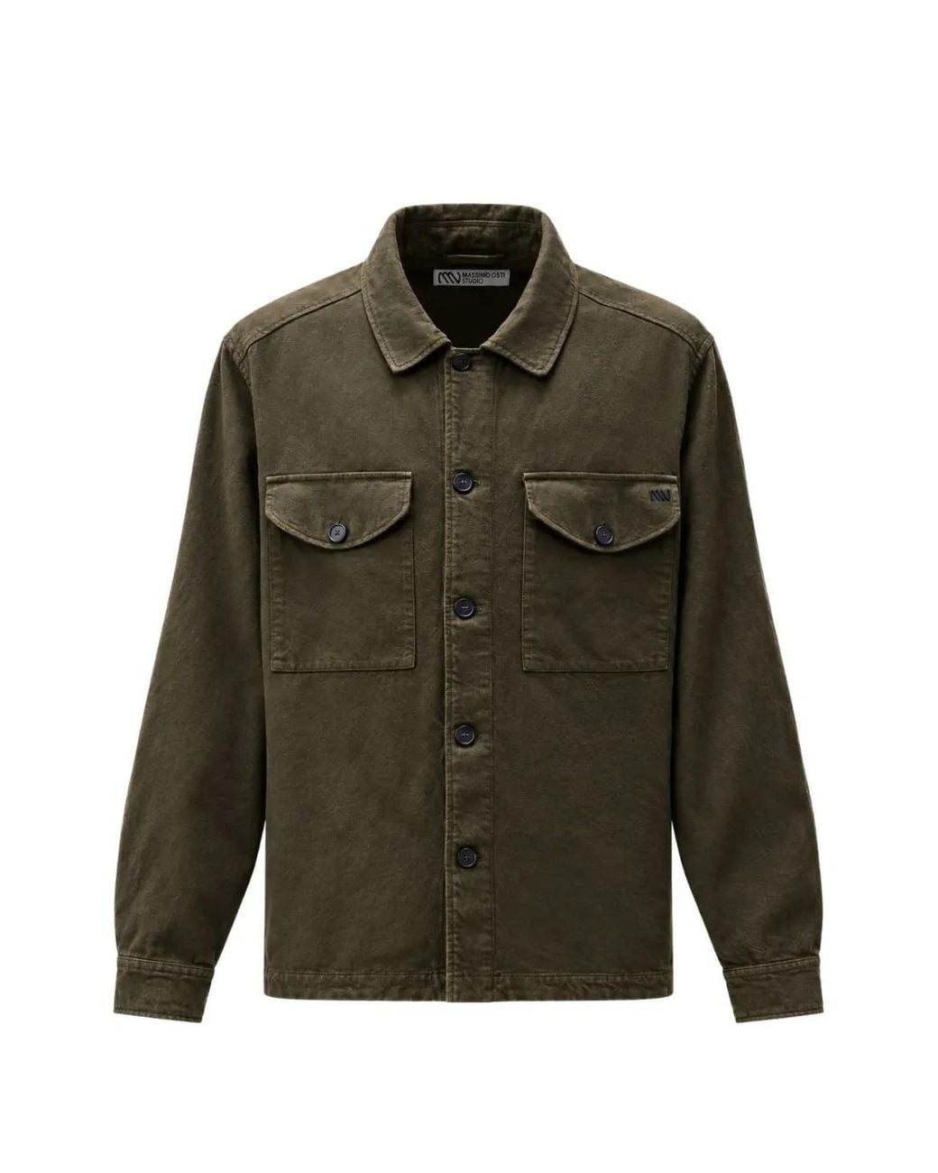 Massimo Osti Studio Green Garment-Dyed Flap-Pocket Shirt Jacket for men