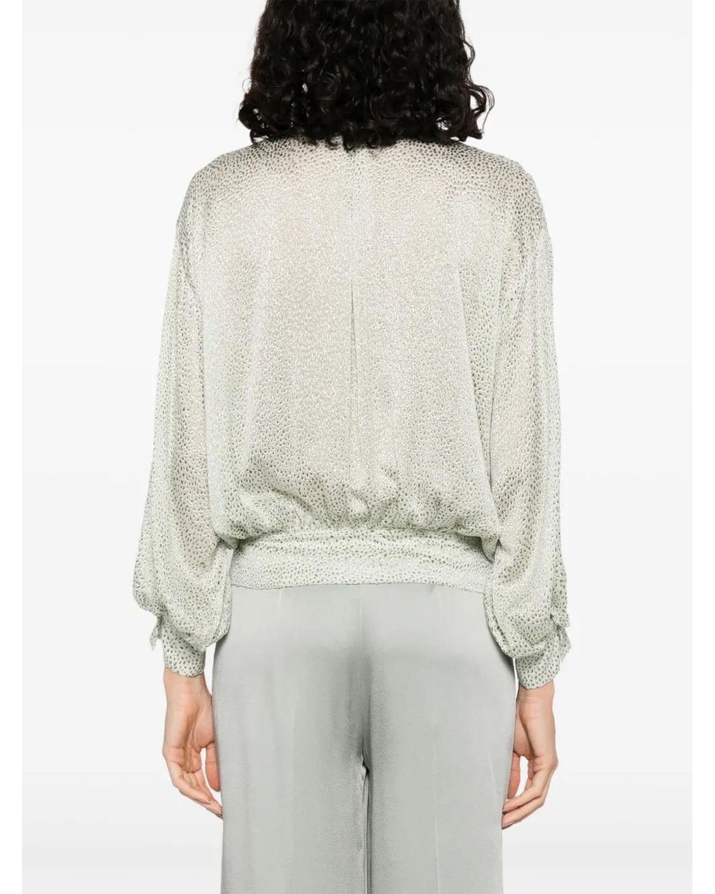 Forte_forte White Abstract-Pattern Blouse