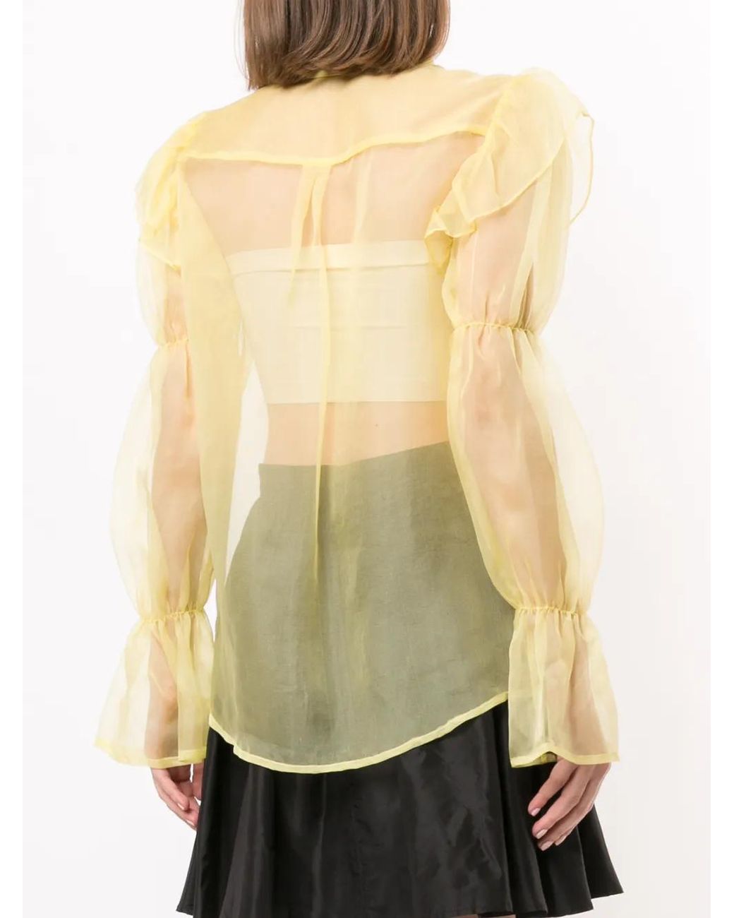 Macgraw Yellow Souffle Sheer Blouse