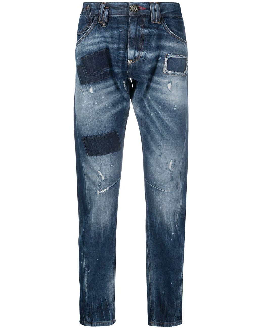 Philipp Plein Denim Skull On Fire Slim-fit Jeans in Blue for Men - Lyst
