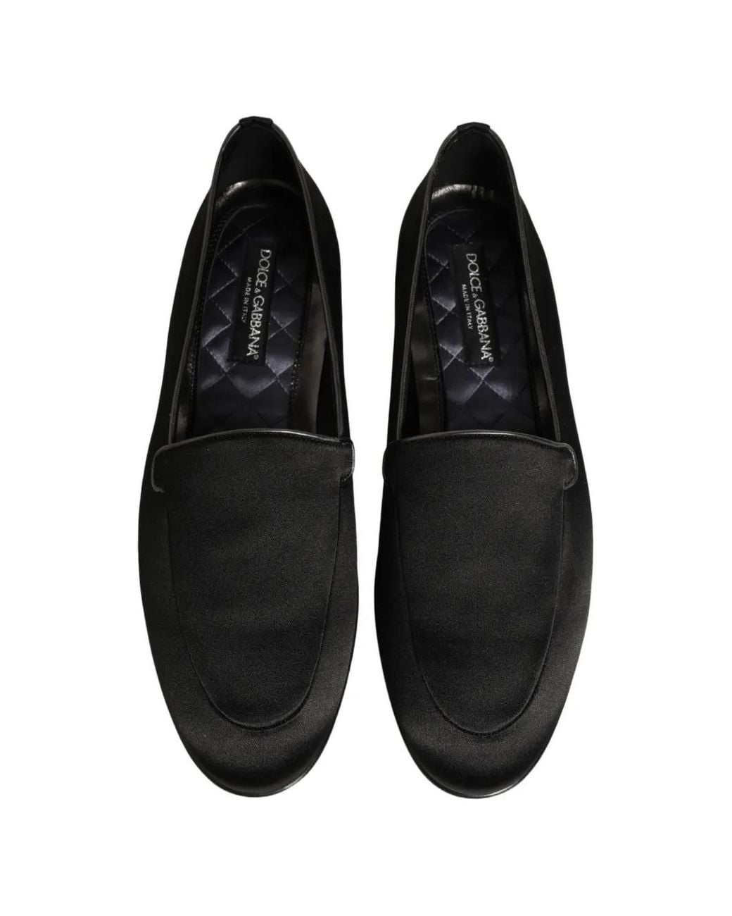Dolce & Gabbana Black Satin Logo-Plaque Loafers for men