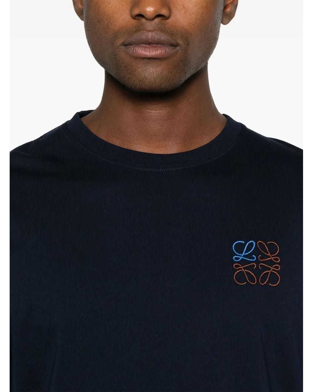 Loewe Blue Anagram-Embroidered T-Shirt for men