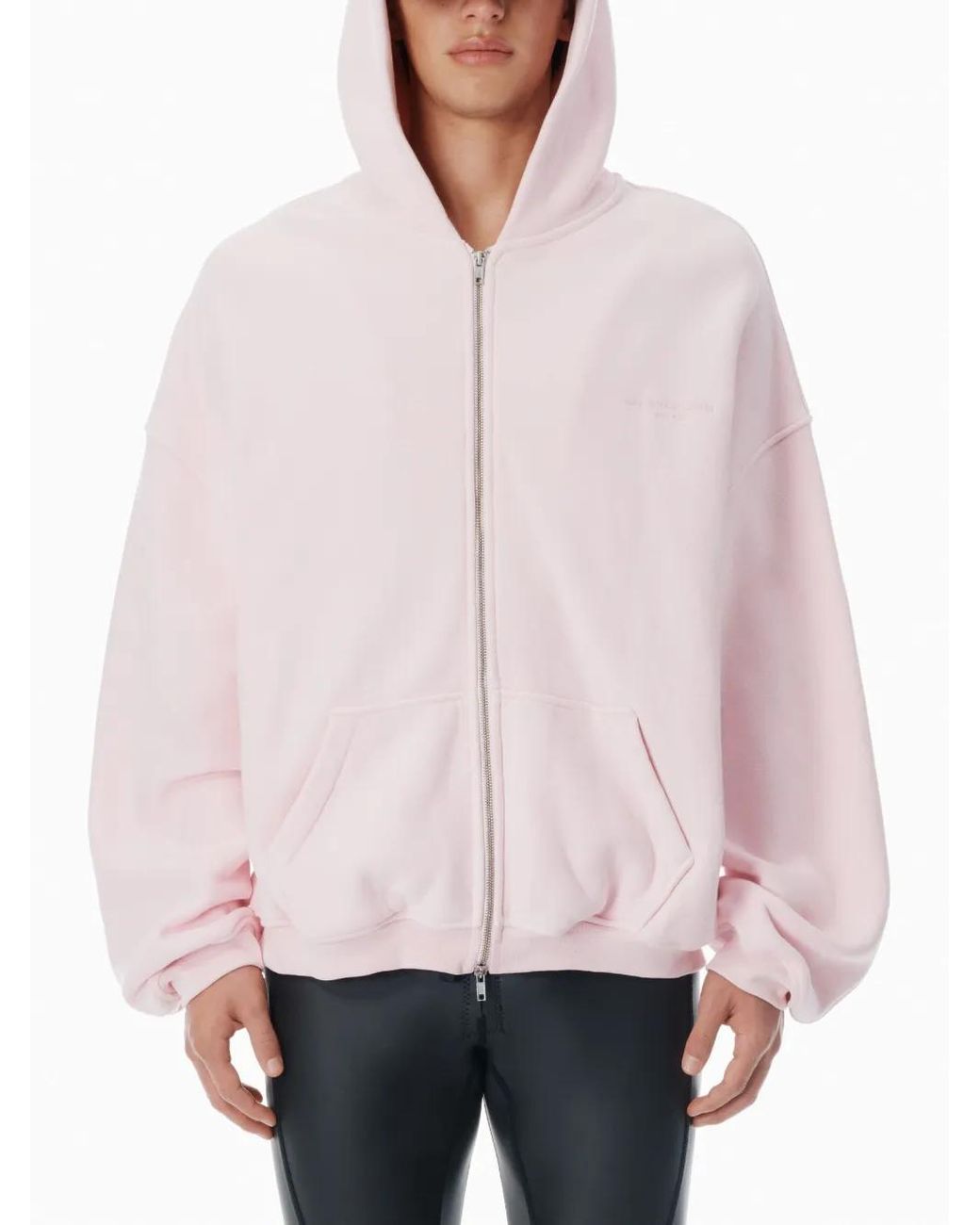 Alexander Wang Cotton Logo Zip-Up Hoodie in Pink | Lyst