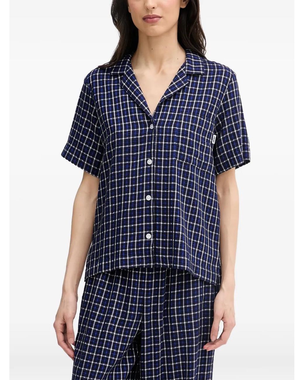 DKNY Blue Check-Pattern Pajamas