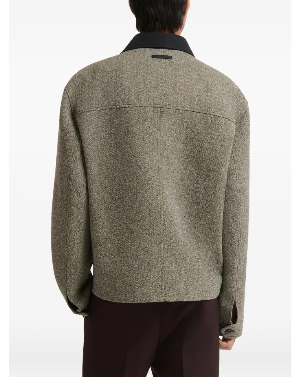 Marni Green Taupe Tweed Jacket With Sculptural Collar for men