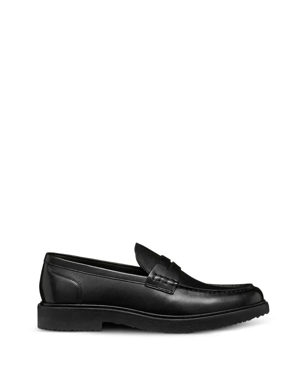 Geox Black Leather Penny-Slot Loafers for men