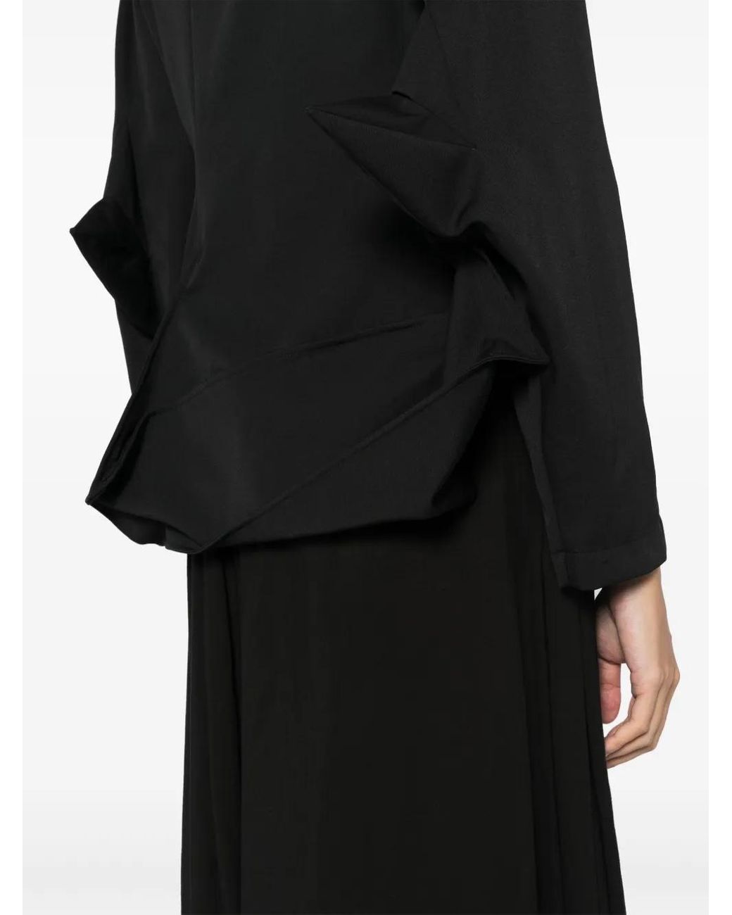 Yohji Yamamoto Black Asymmetic Wool Blazers