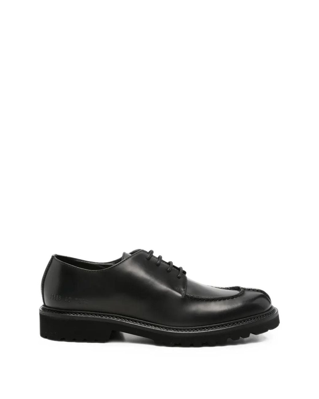 Common Projects Black Apron-Toe Chunky-Sole Derby Shoes for men
