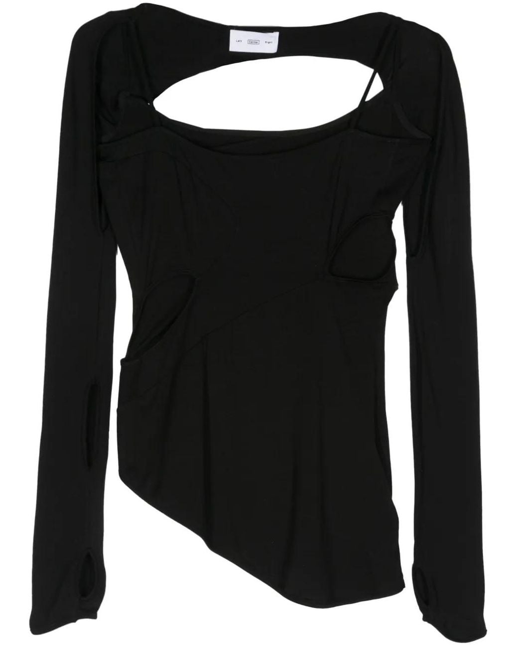 Post Archive Faction PAF Black Cut-Out Detail Asymmetric Top