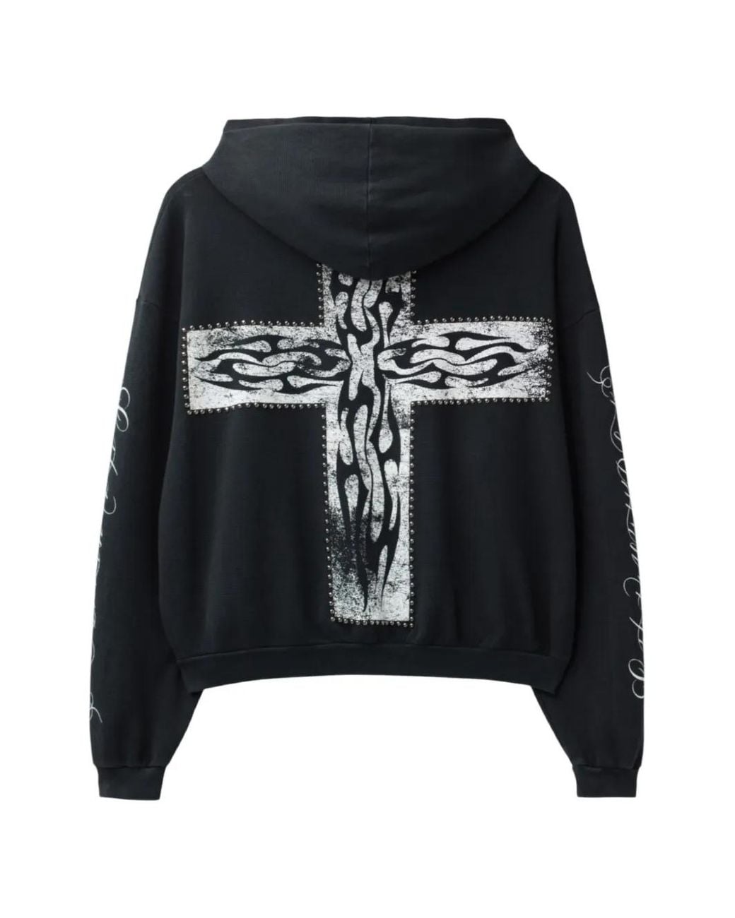 HELLSTAR Black Stud-Embellished Graphic-Print Hoodie for men