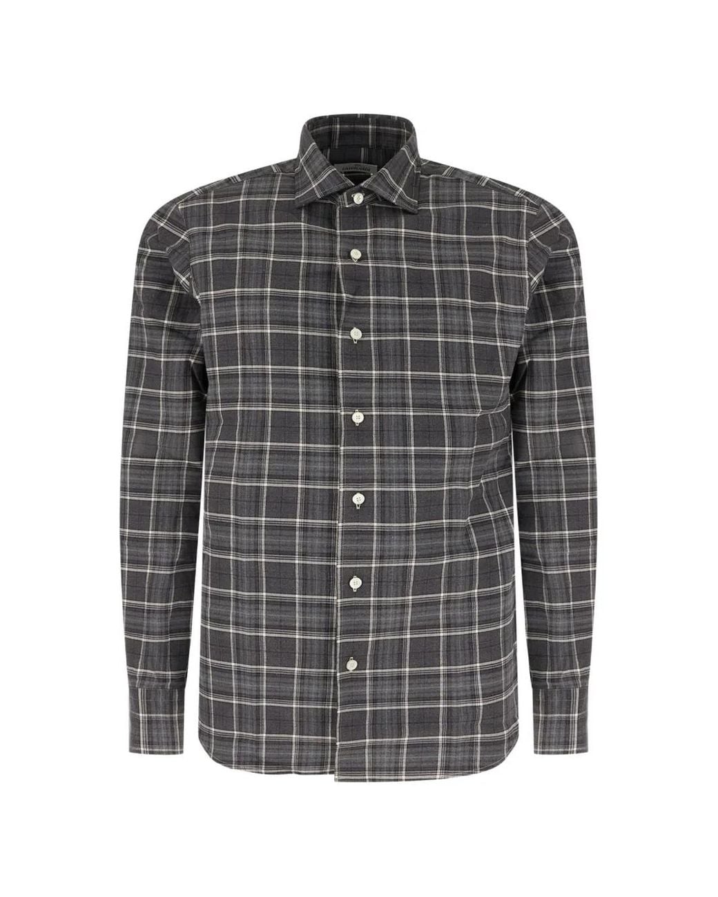 Alessandro Gherardi Gray Check-Print Long-Sleeve Shirt for men