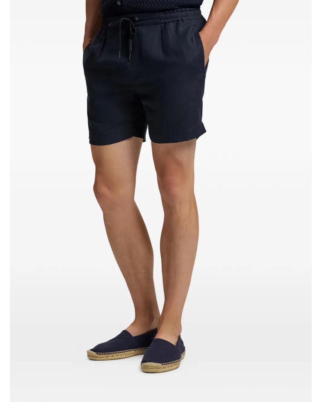 Ralph Lauren Blue Pleated-Front Drawstring Shorts for men
