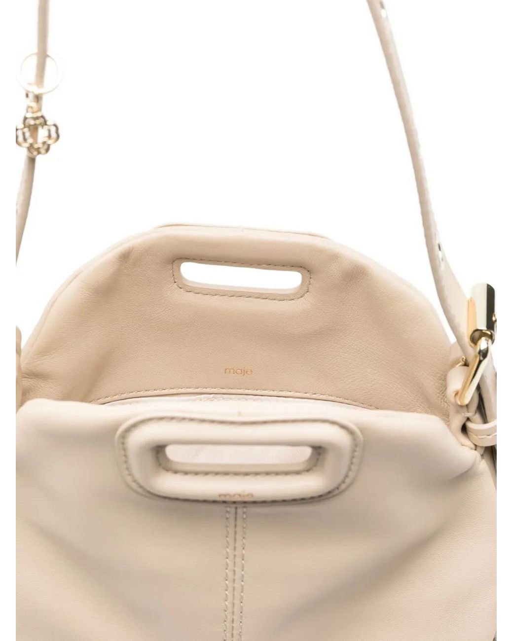 Maje Natural Mini Miss M Fringed Shoulder Bag