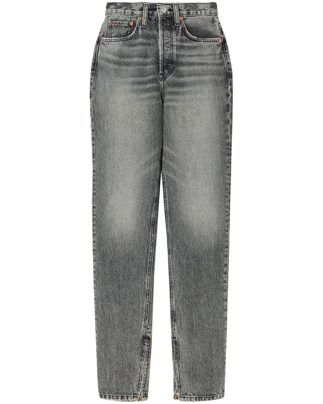 RE/DONE Super High Drainpipe Jeans in Gray | Lyst