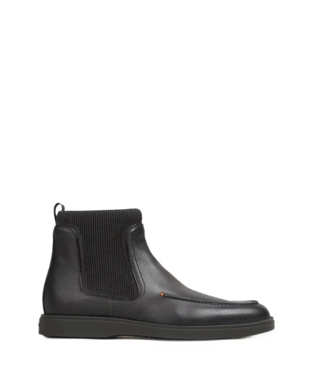 Santoni Black Ribbed-Panel Leather Boots for men