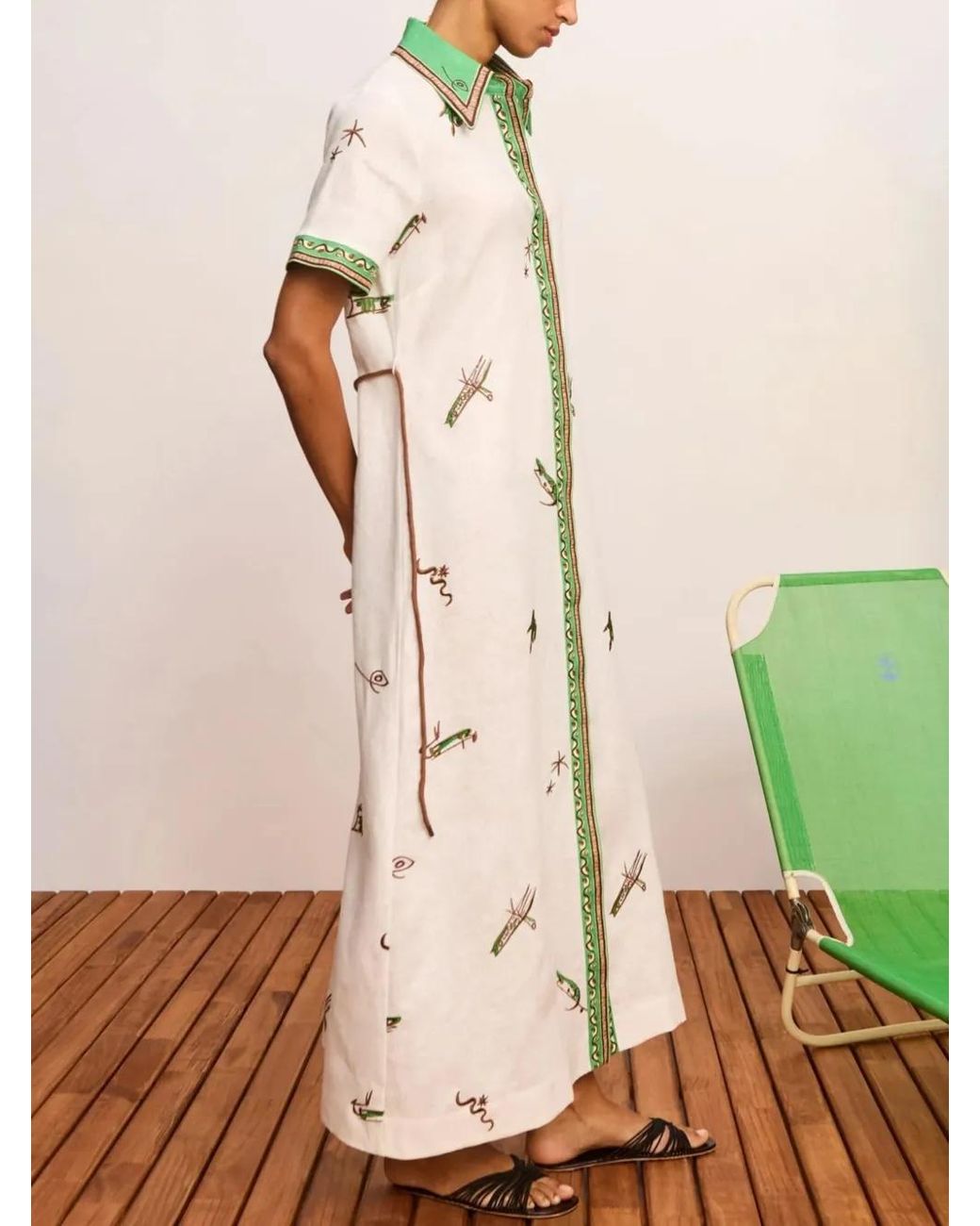 ALÉMAIS White Wanda Embroidered Shirt Dress