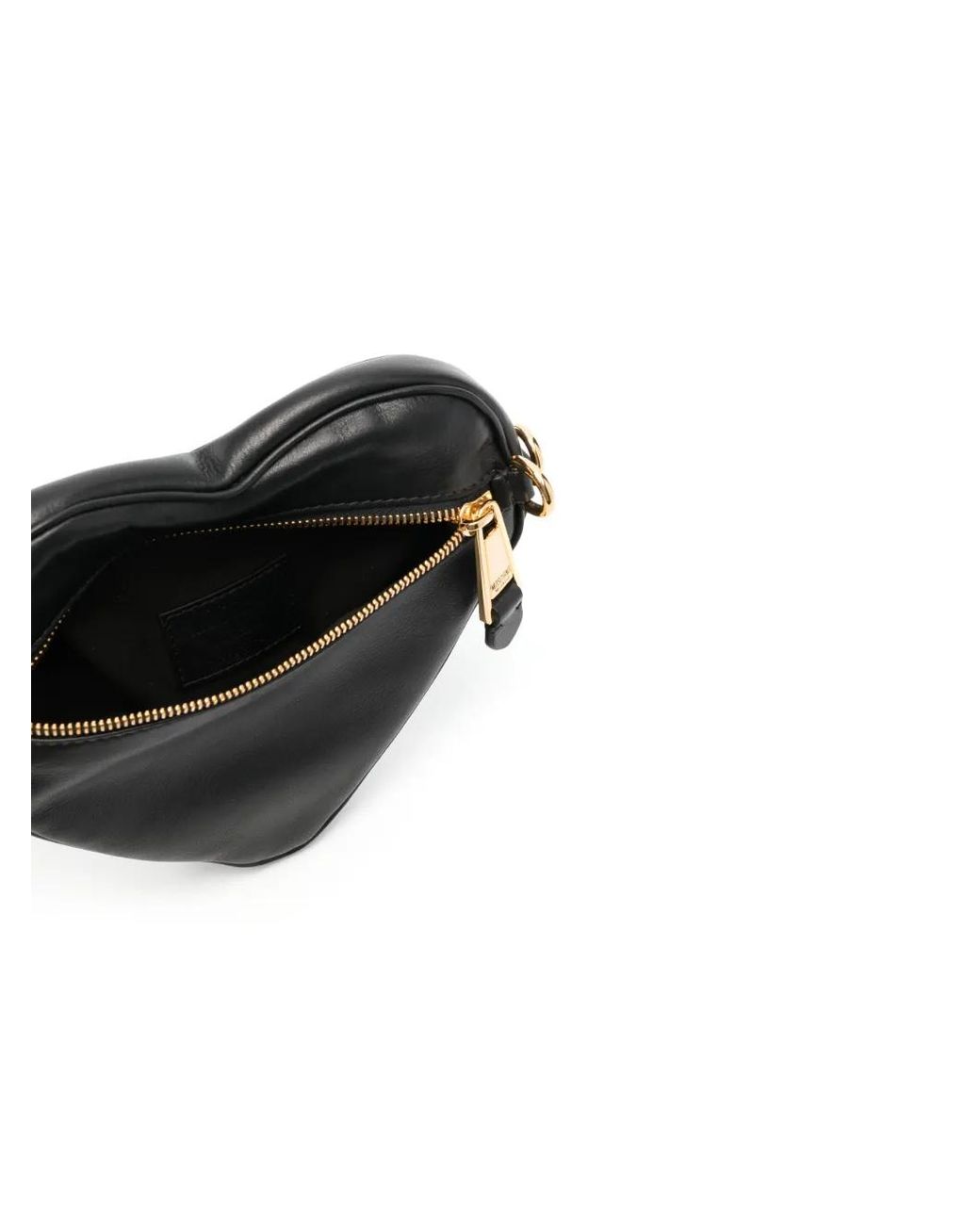 Moschino Black Logo-Lettering Heart-Shaped Clutch Bag