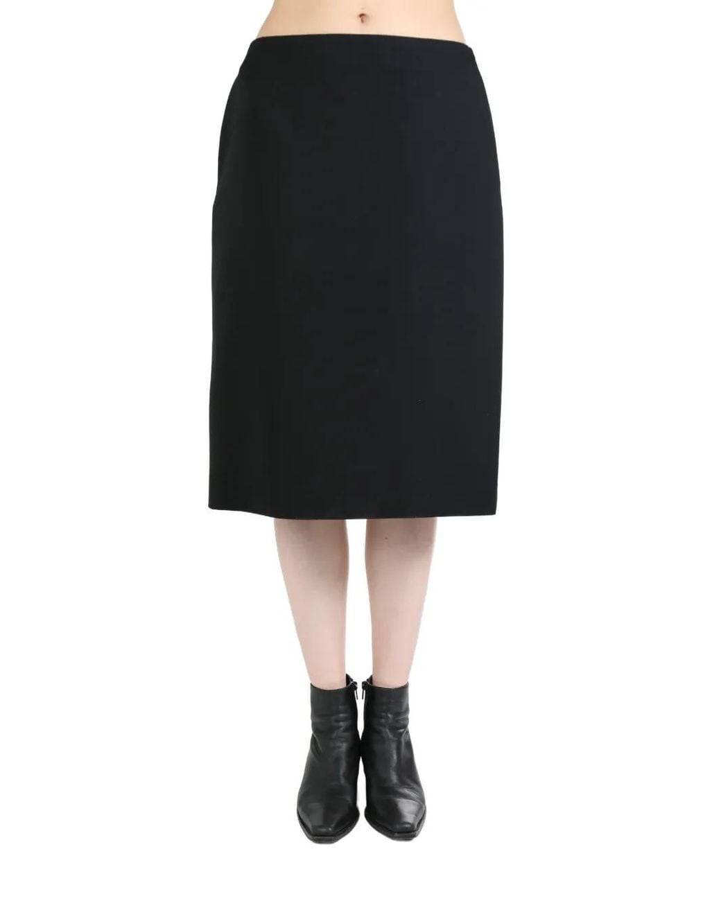 The Row Black Low Rise Midi Skirt