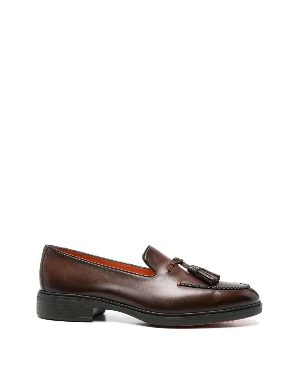 Santoni Brown Mocassins À Bords Tressés for men